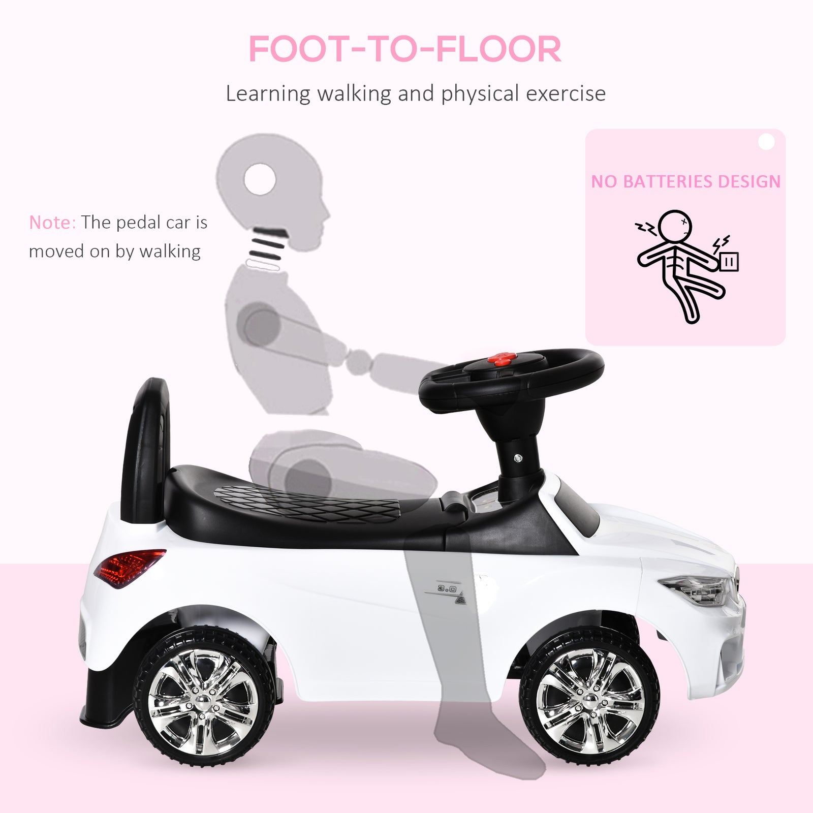 Ride On Car Baby Toddler Walker Foot To Floor Sliding Car Slider | White