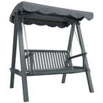 Outsunny 2 Seater Garden Swing Seat With Canopy, Outdoor Hammock Bench, Grey