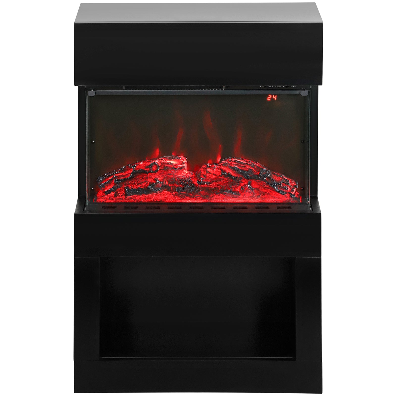 1000w/2000w Electric Fire And Mantel With Remote & Timer, Black