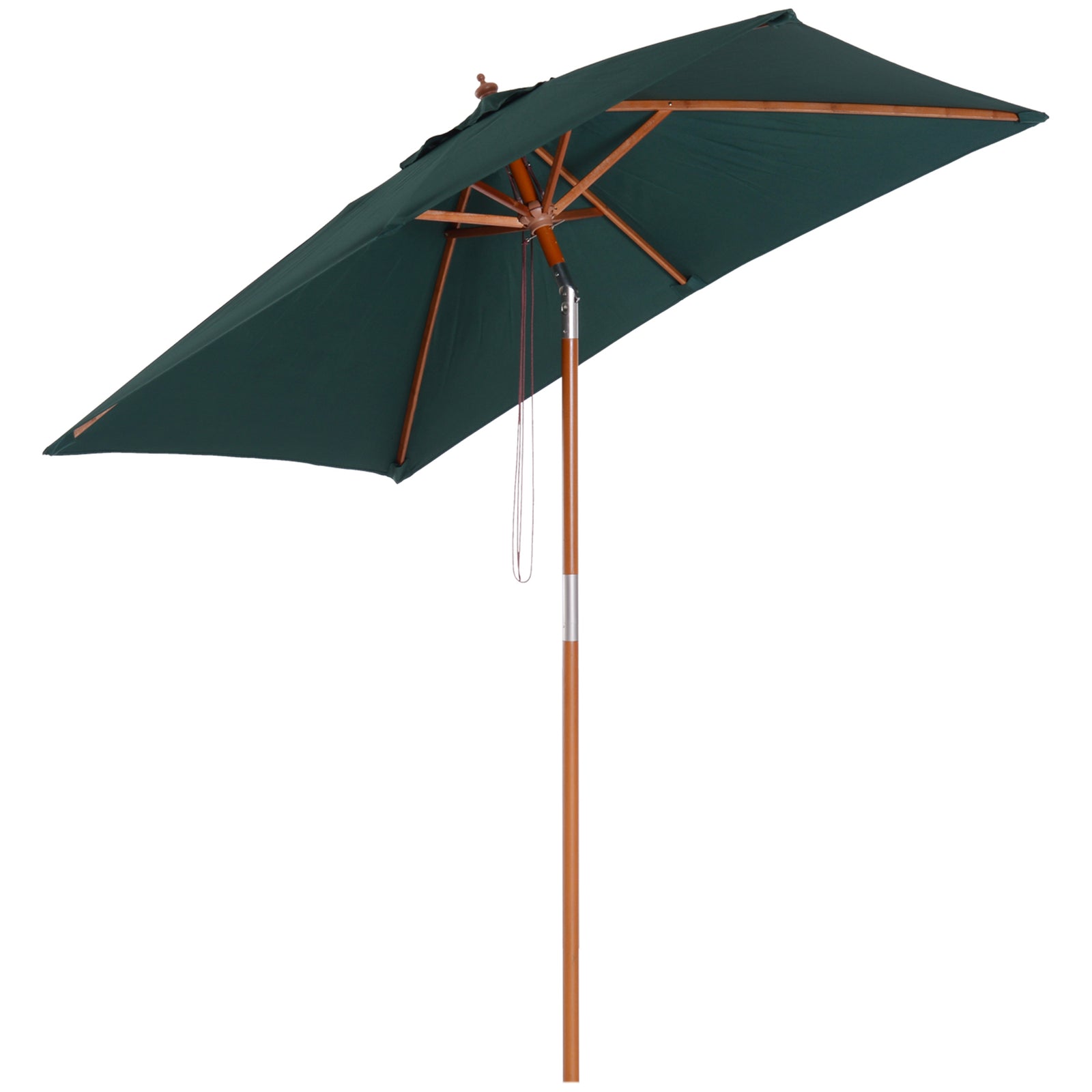 2x1.5m Wooden Patio Umbrella Parasol | Green
