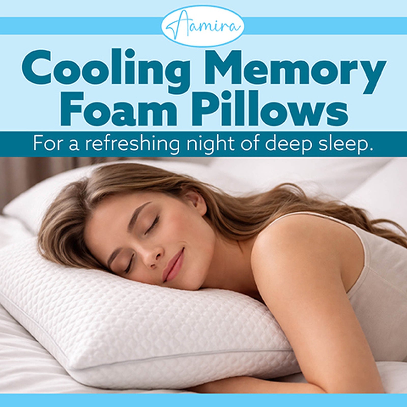 Cooling Memory Foam Pillow 70x45cm Adjustable Orthopaedic Support Washable Cover | Set-of-2 | White