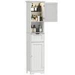 HOMCOM 170cm Tall Bathroom Storage Cabinet With Led Light, Adjustable Shelf