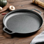 27.5/30/33/35cm Dia Pre-seasoned Round Dual-handle Cast Iron Grill Pan | Small