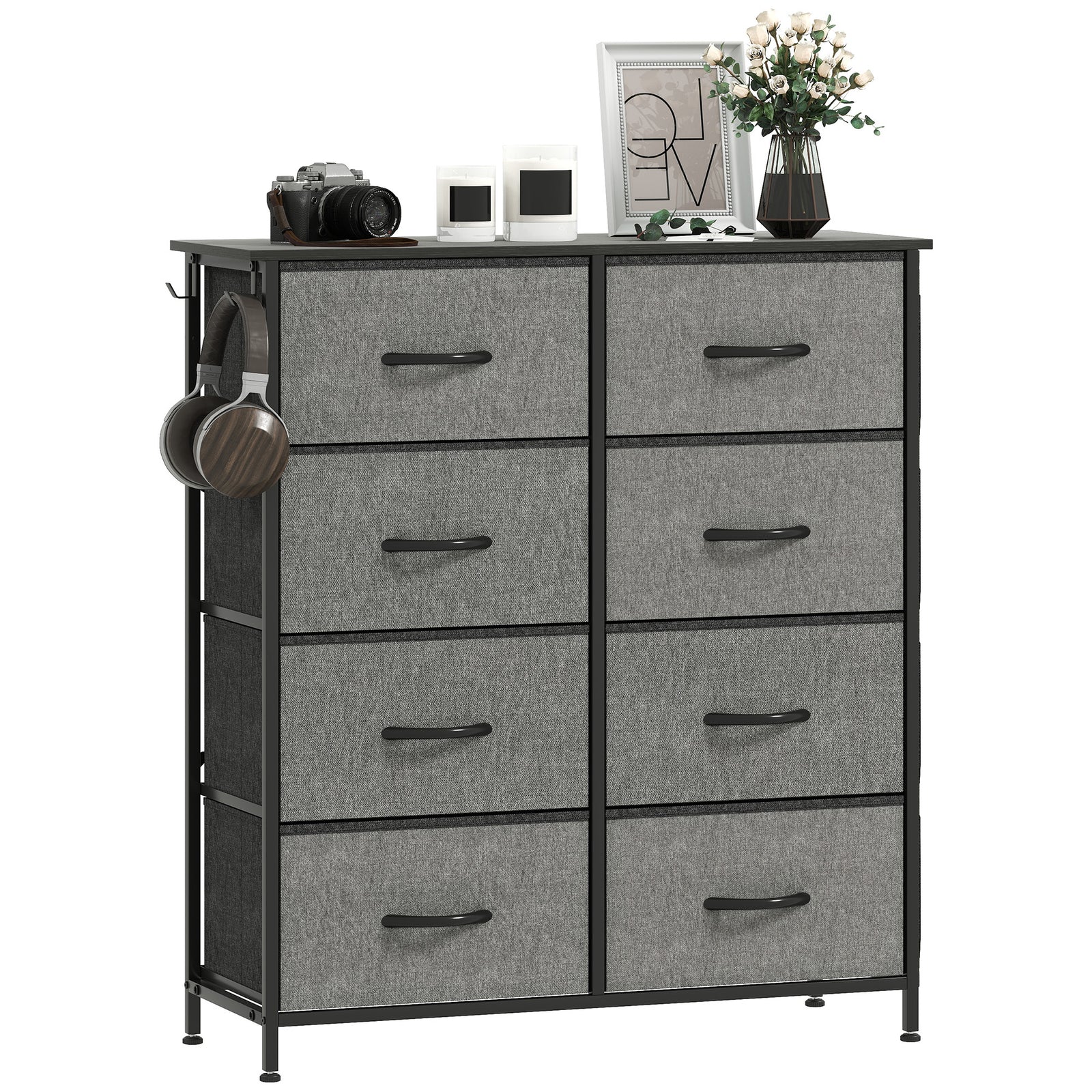Fabric Chest Of Drawers, 8 Drawer Dresser For Bedroom | Grey