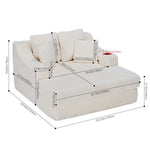 Corduroy Chaise Lounge Sofa Bed | Beige