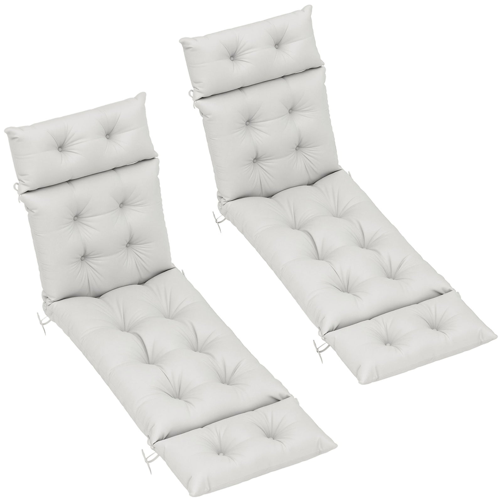 Garden Lounge Chair Cushions Set Of 2, 220gsm Fabric | Light Grey
