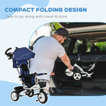 6 In 1 Trike For Toddler 1-5 Years With Parent Handle | Dark Blue