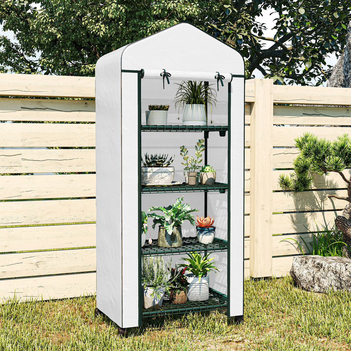 Outsunny Portable 4-tier Mini Greenhouse Plant Grow House Shed W/ Cover