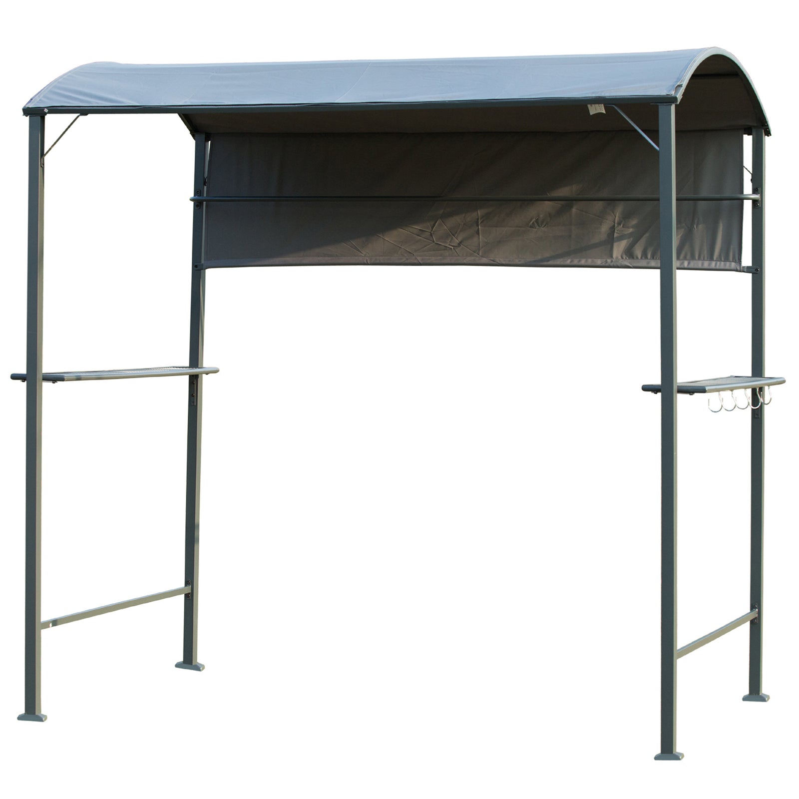 7ft Outdoor Double-tier Bbq Grill Canopy Gazebo With 2 Shelf