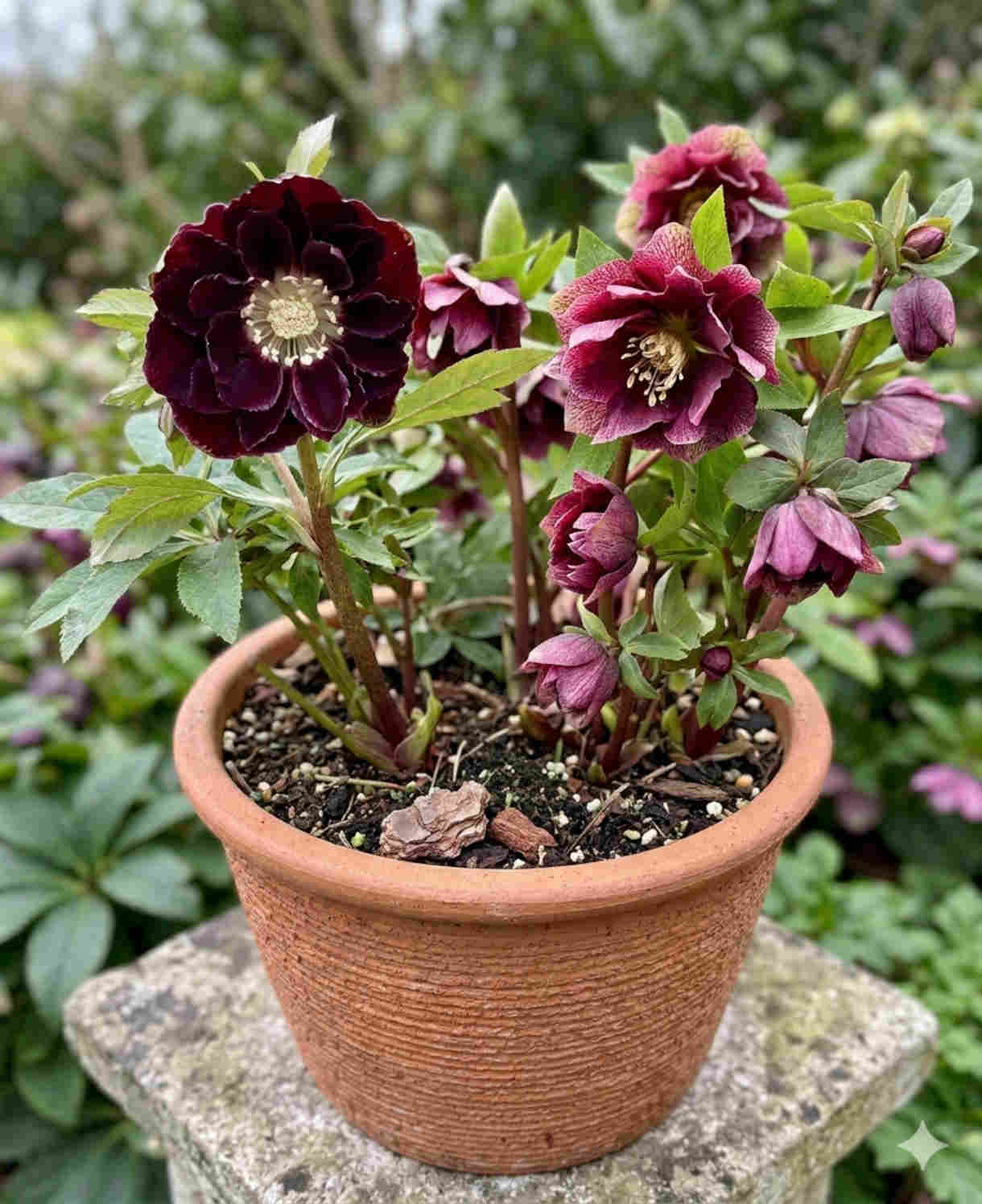 Double Ellen Hellebore Duo - 9cm pots | Set-of-2 | Dark Red