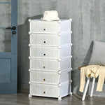 6 Tier Shoe Rack Plastic Storage Cabinet Modular Shoe Tower | One Size | White