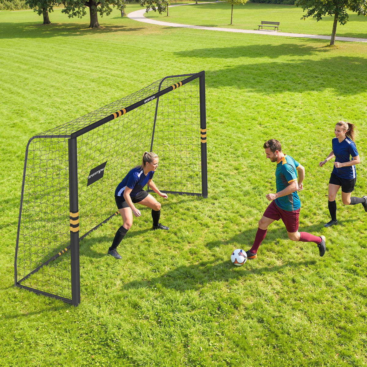 SPORTNOW Football Goal, 10 X 6.5ft Football Net With Epe Padding, Yellow