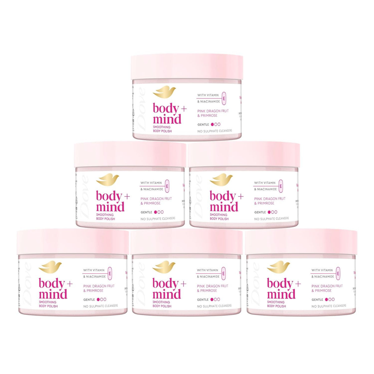 Body + Mind Smoothing Body Scrub, Dragon Fruit, 295ml | Set of 6