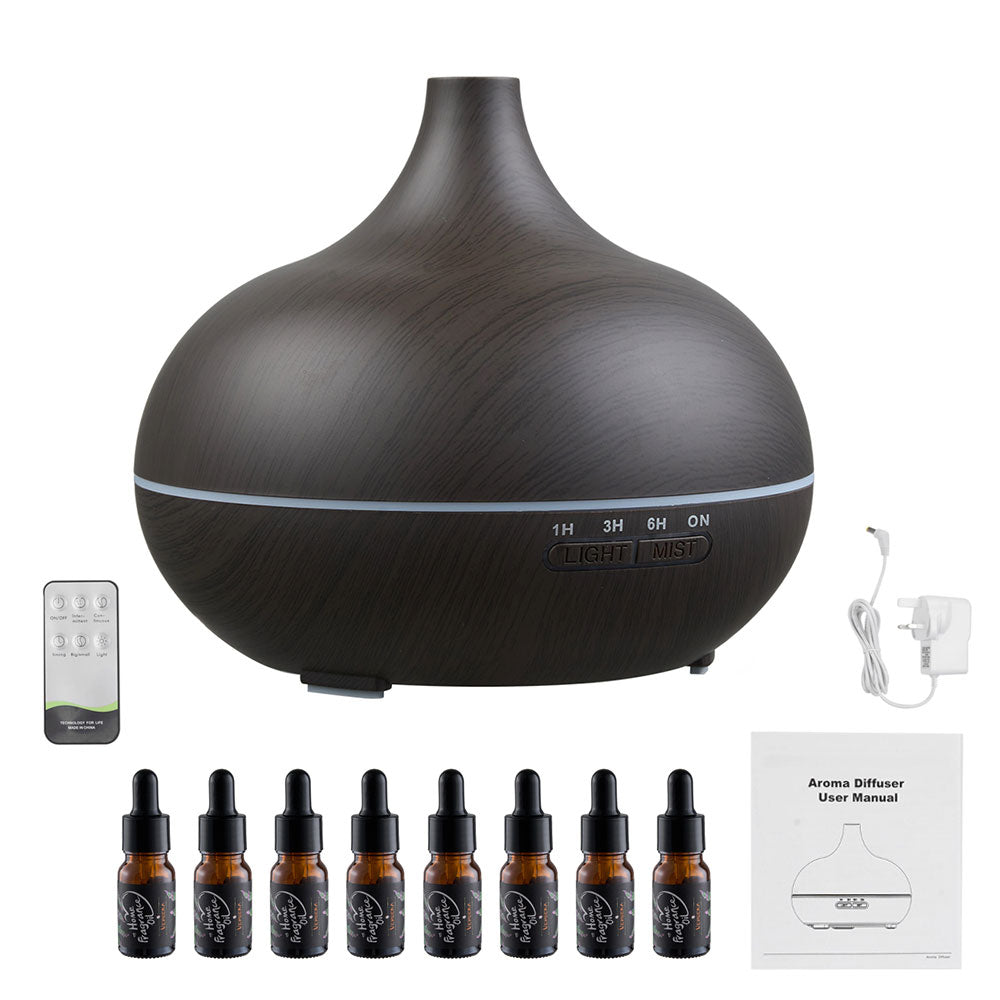 Wood Grain Ultrasonic Essential Oil Diffuser | Black
