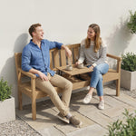 Wooden Garden Bench With Table And Hidden Shelf, Teak