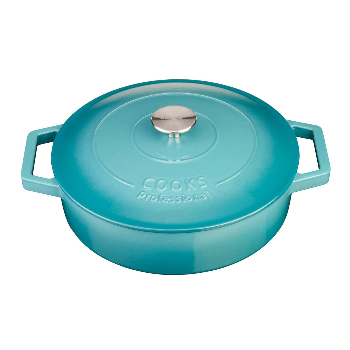 Cast Iron Casserole Dish 28cm Oven Proof Pan & Lid | 28cm | Blue