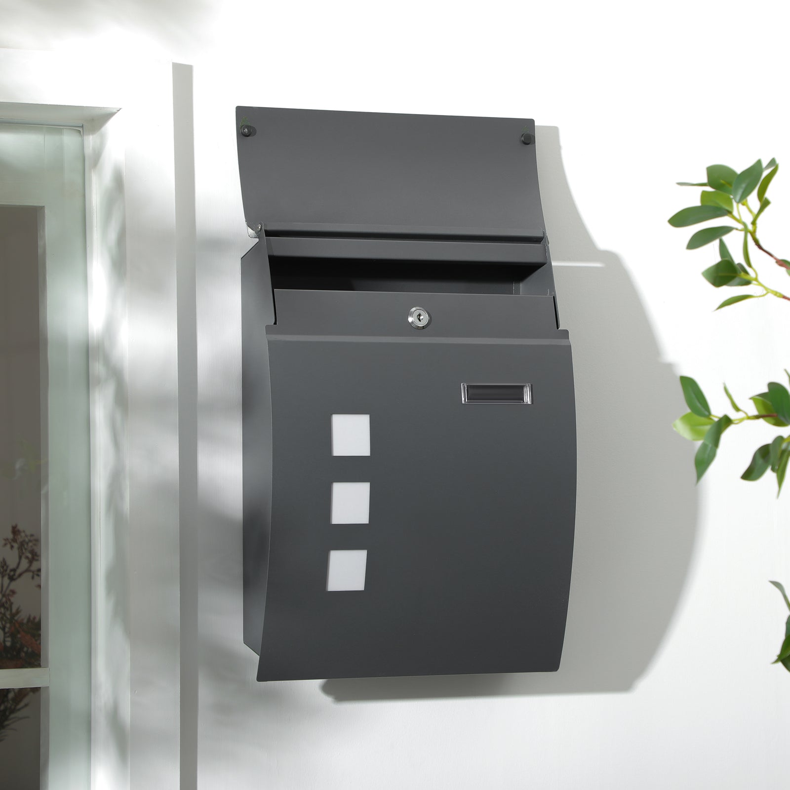 Wall Mounted Mailbox With 2 Keys, Anthracite Grey