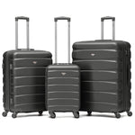Set Of 3 Hard Shell Suitcase Cabin & Check In Cases With Tsa Lock - Overhead Cabin With Medium & Large Check-in Bag | Set of 3 | Charcoal