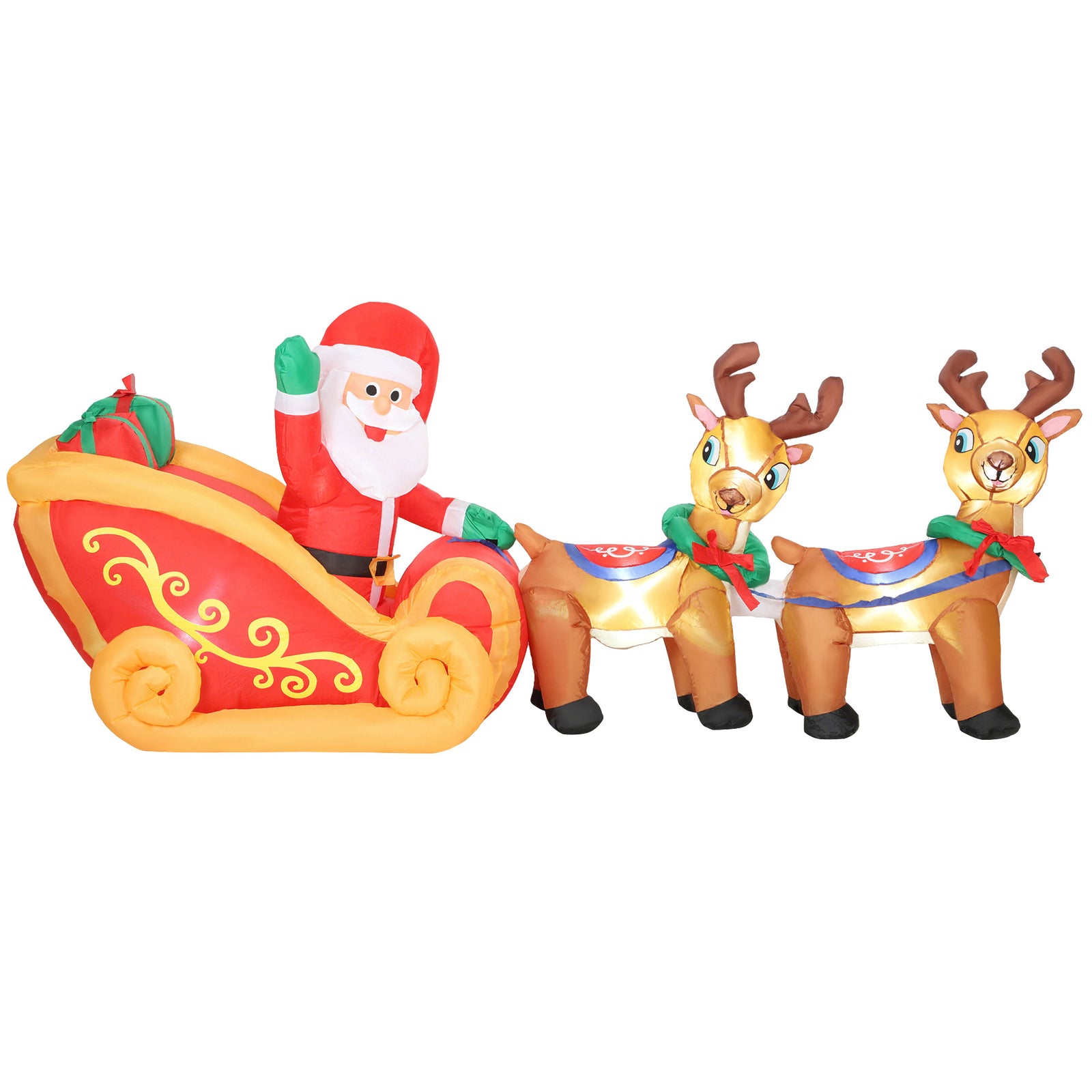 7.9ft Christmas Inflatable Santa On Sleigh, Blow Up Decoration