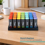 Fineway Monthly Pill Organiser Morning/evening With Stand - 28 Day Colour-coded