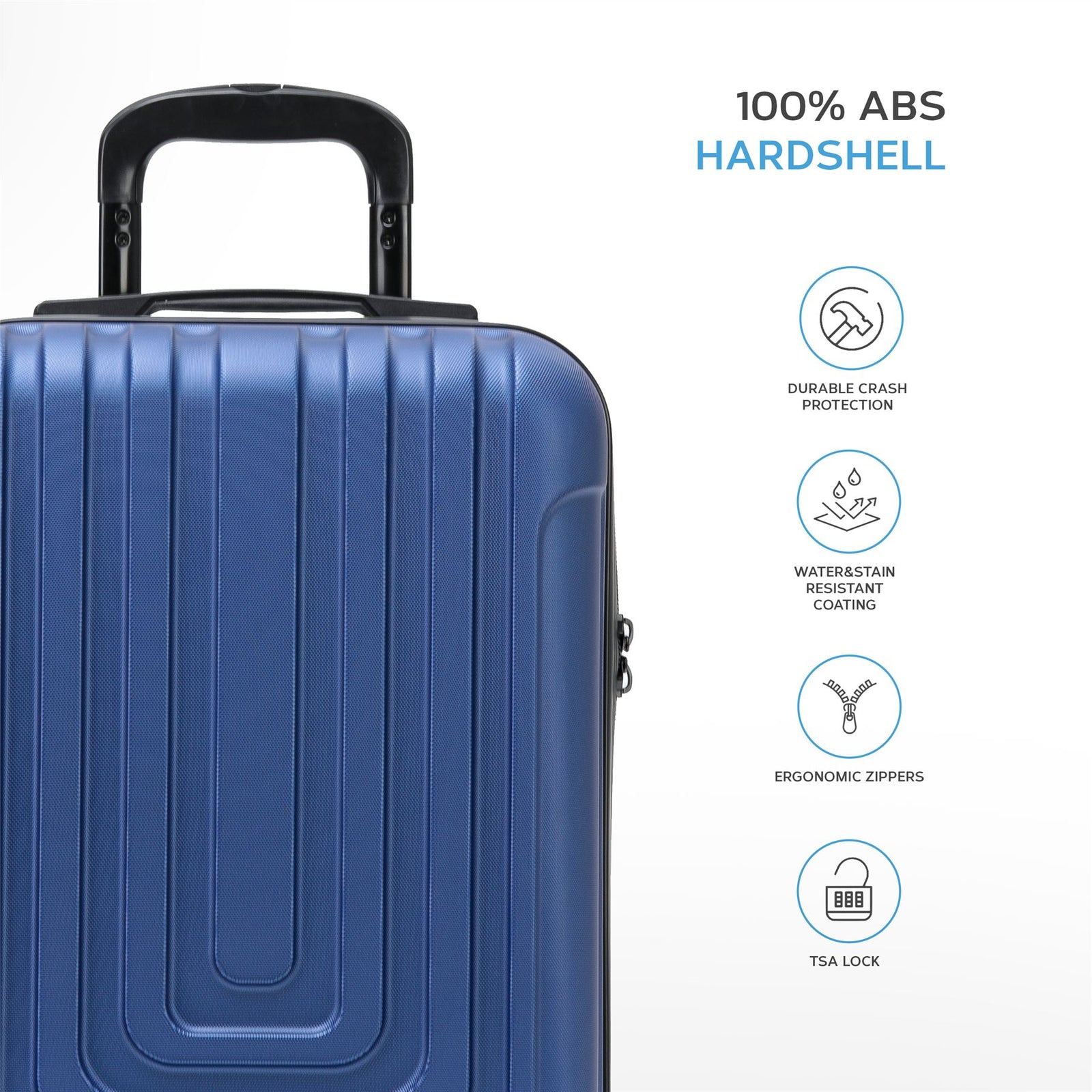 55x35x20cm Cabin Carry Bag Hard Shell Suitcase 100+ Airline Approved | Cabin | Navy Blue