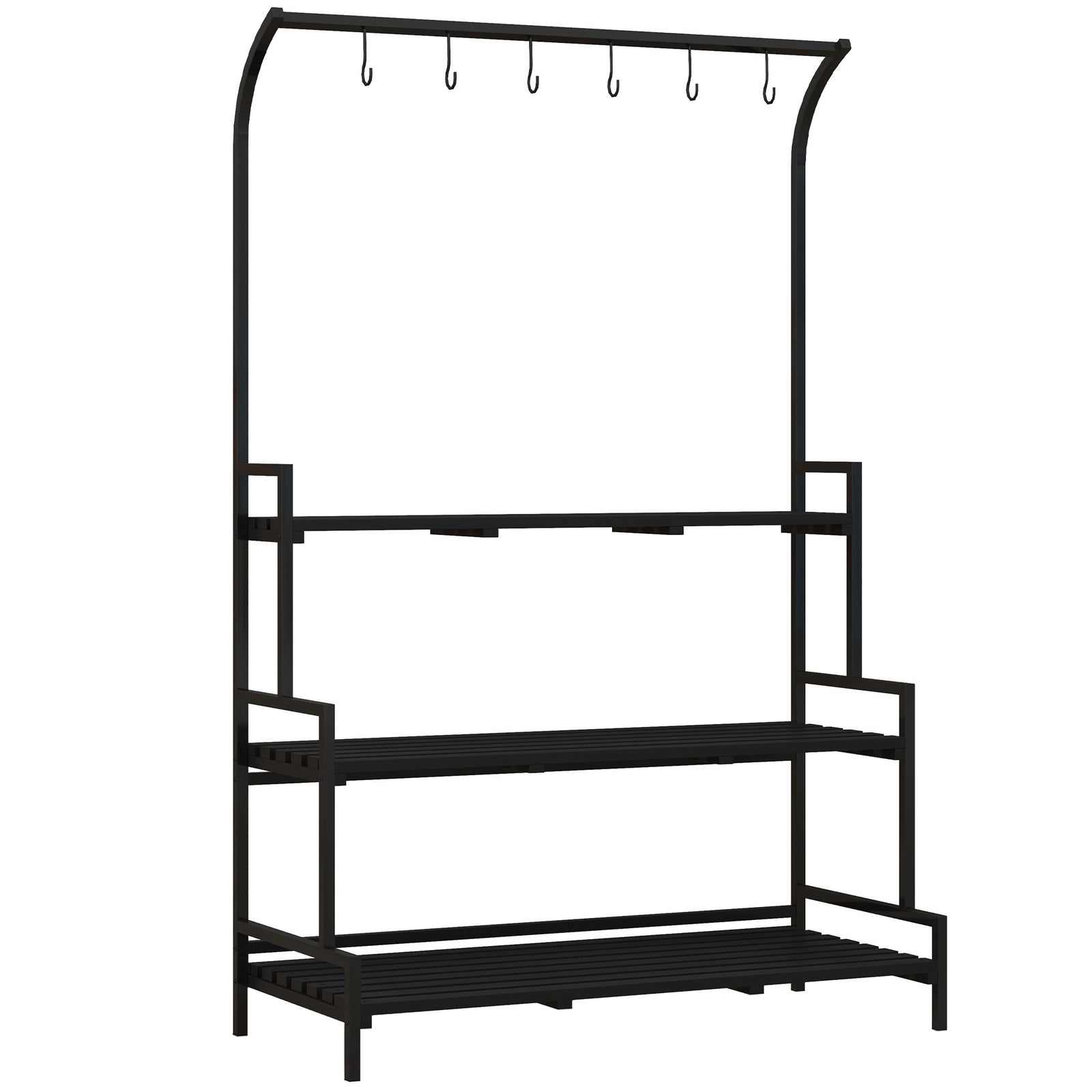 3 Tiered Plant Stand Ladder Shelf With Hanging Hooks