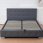 The Oslo Grey Linen Tufted Ottoman Bed Frame | King | Grey