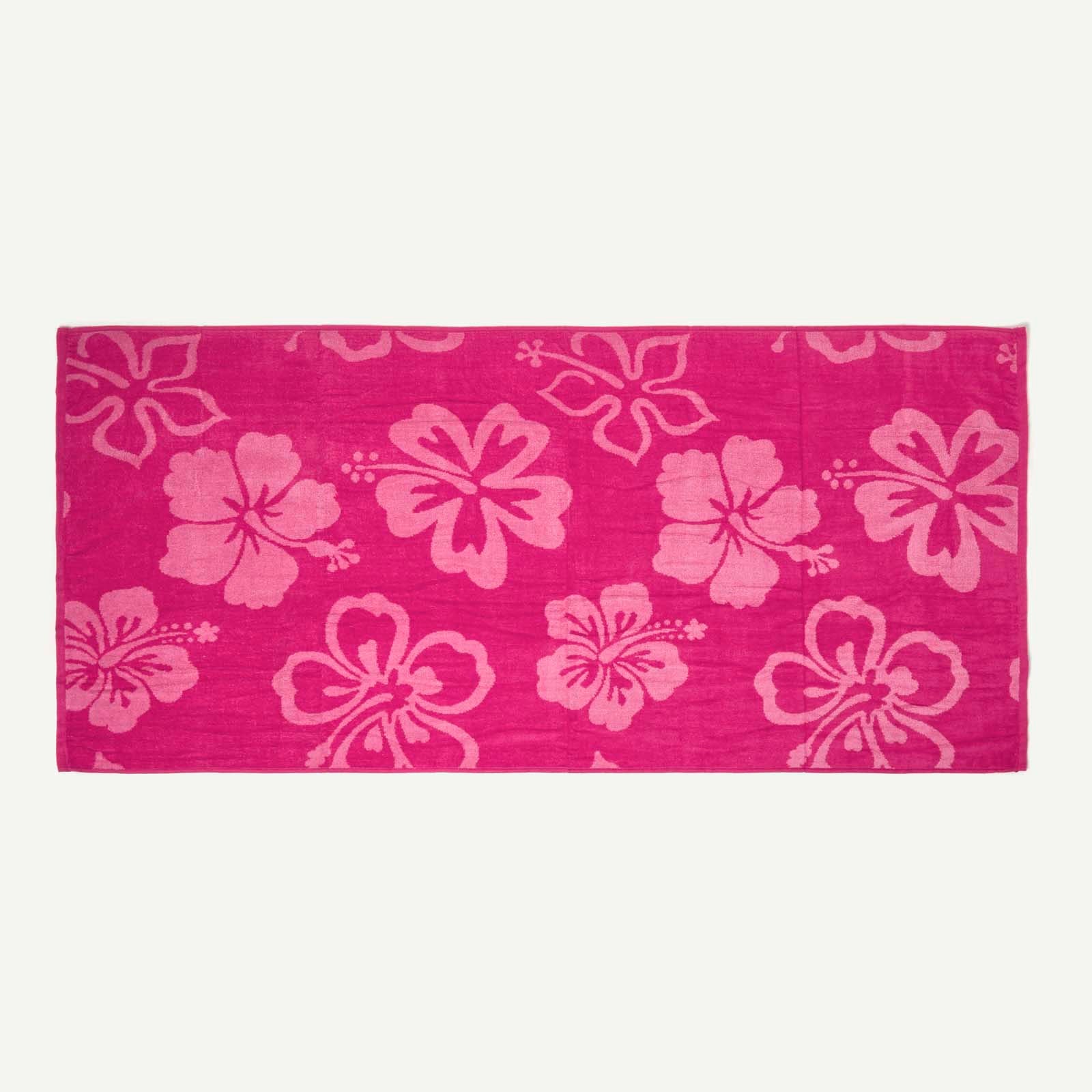 HOMESCAPES Pink Flower 100% Recycled Cotton Beach Towel