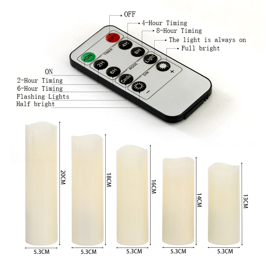 5pcs Remote-controlled Led Flameless Candle Set