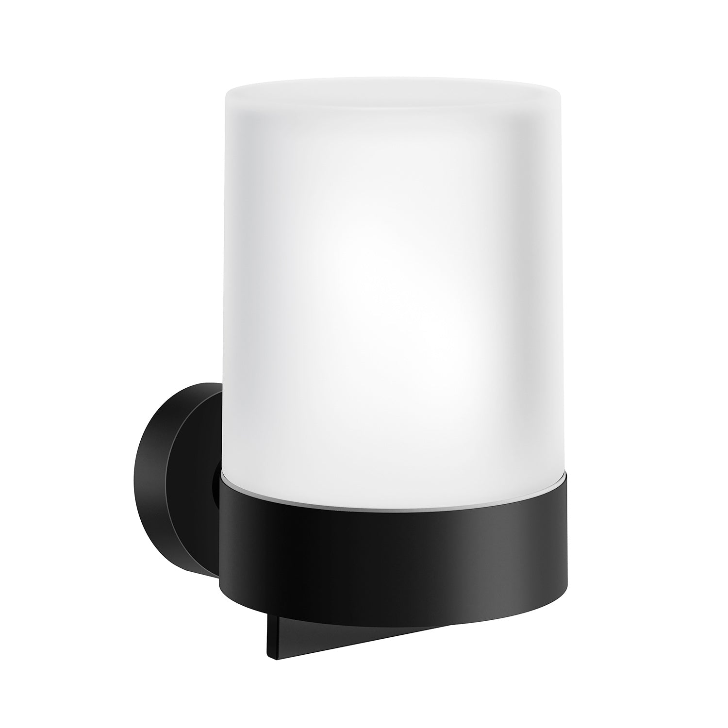 Frosted Glass 150ml Soap Dispenser With Round Wall Mount | Black