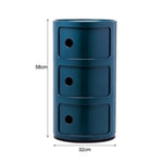 Cylindrical Multi-tiered Plastic Storage Drawer Unit | Blue