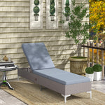 Multi-position Rattan Sun Lounger Recliner Bed Chair | Dark Gray