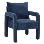 Chenille Upholstered Accent Chair With Lumbar Pillow | Blue