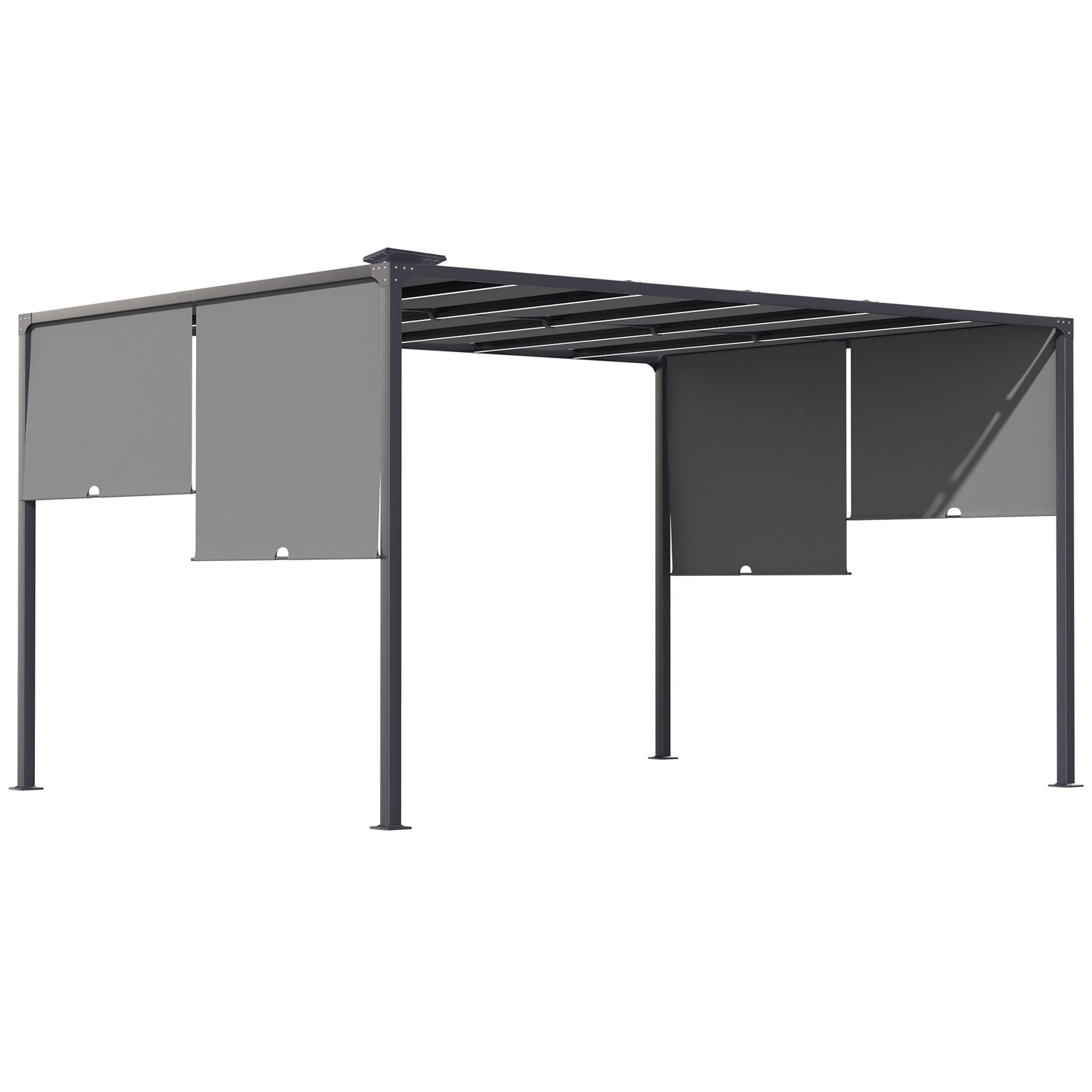 3m X 4m Utdoor Garden Pergola With Led Lights Roof