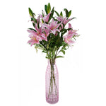 Pack Of 6 X 100cm Artificial Large Pink Lily Stem 18 Flowers