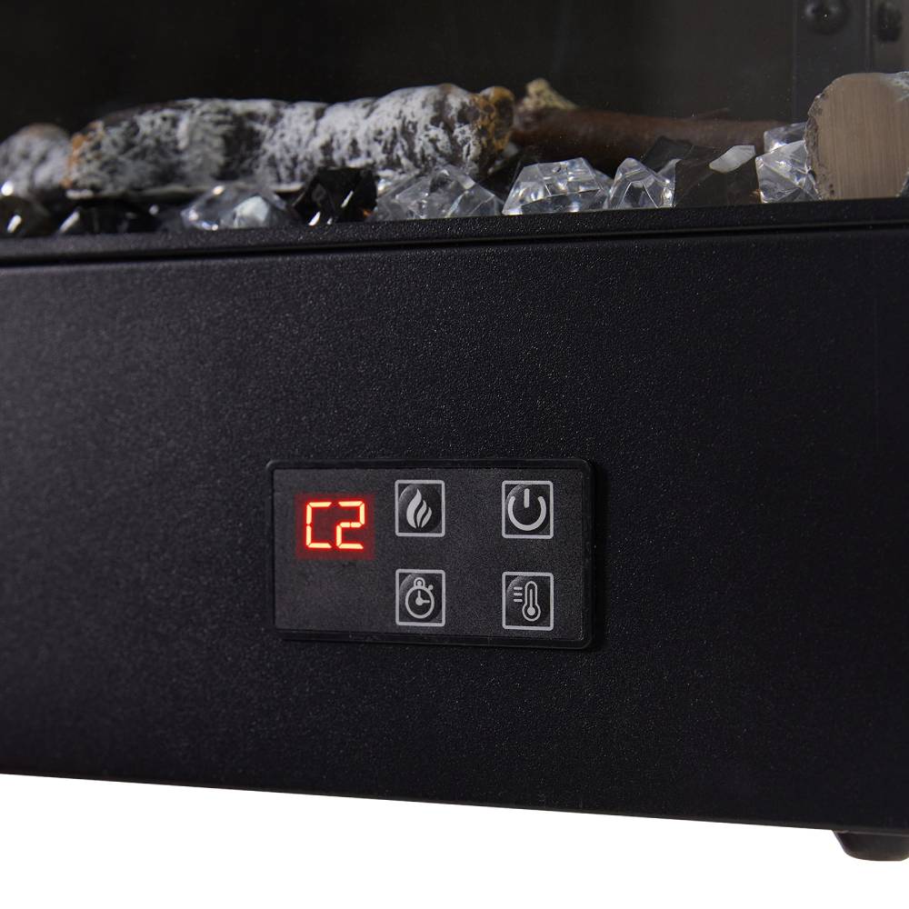 L-Shaped Smart Electric Fireplace with APP & Remote Control, 750W/1500W Recessed Fireplace Heater, 12 Flame Colours, Adjustable Brightness, Timer & Realistic Crystal Flame Effect, Black Electric Fireplace