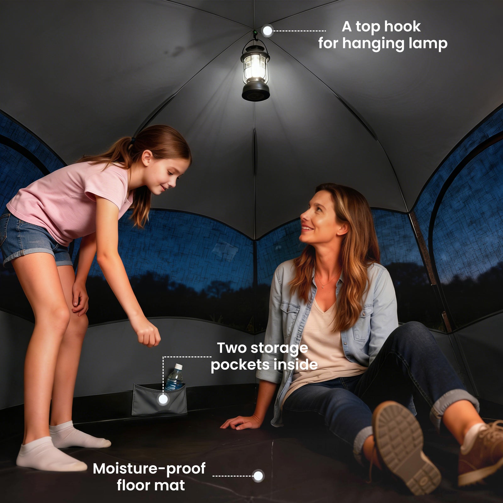 Double Layer Pop Up Tent With Rainfly, Portable Camping Shelter | Orange