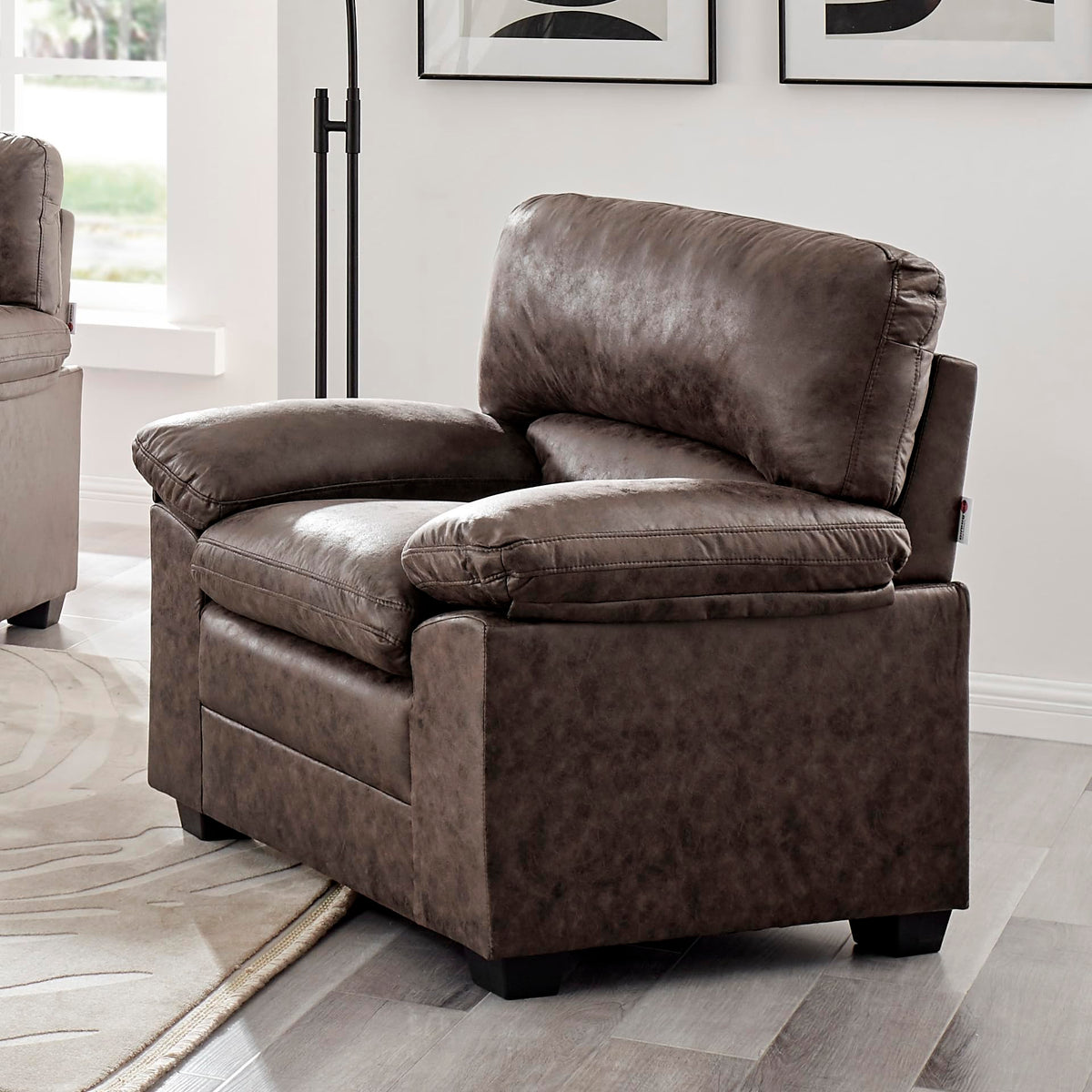 Oxford Faux Leather Sofa 1 Seater | Chocolate