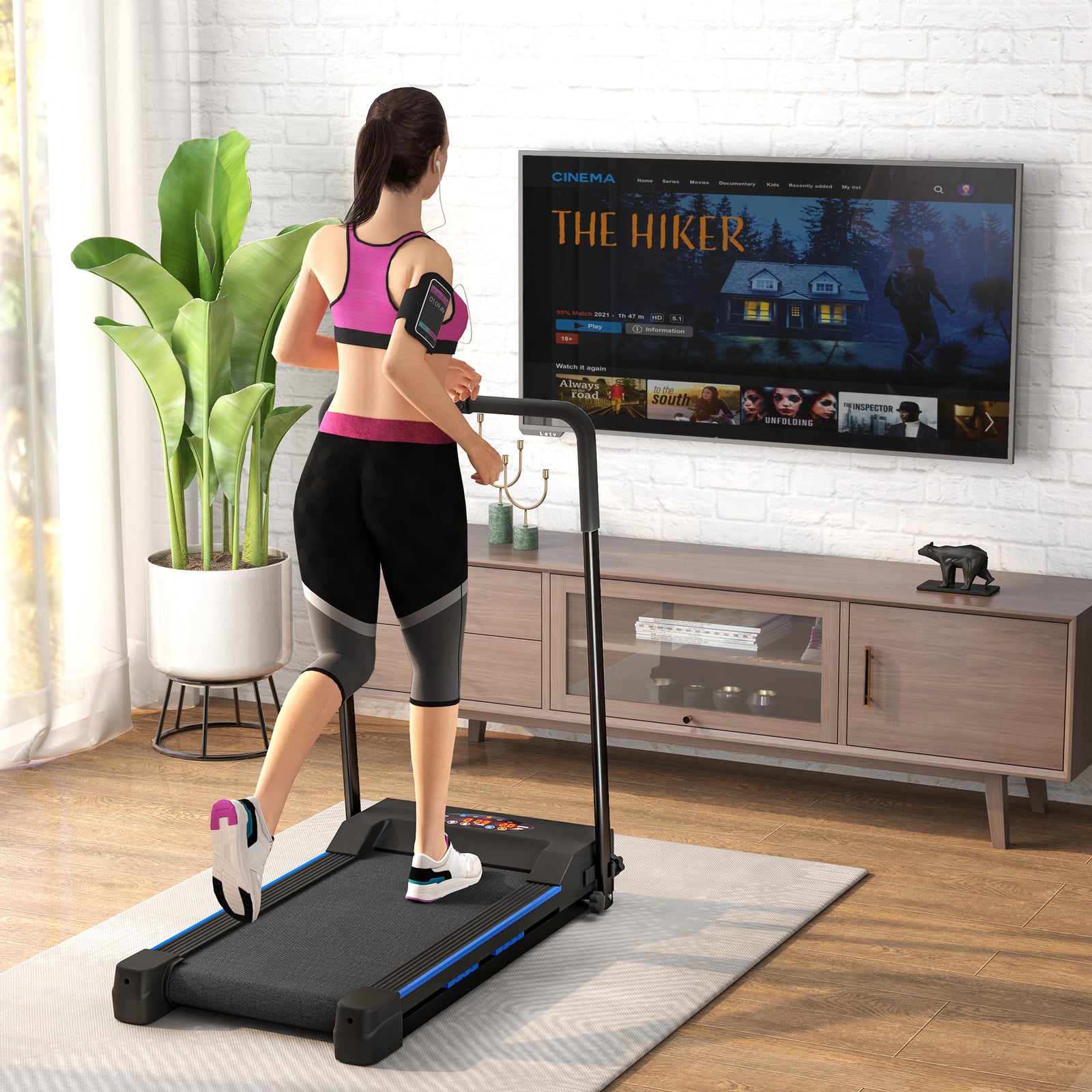 1-6 Km/h Folding Walking Treadmill W/ Remote Control | Blue