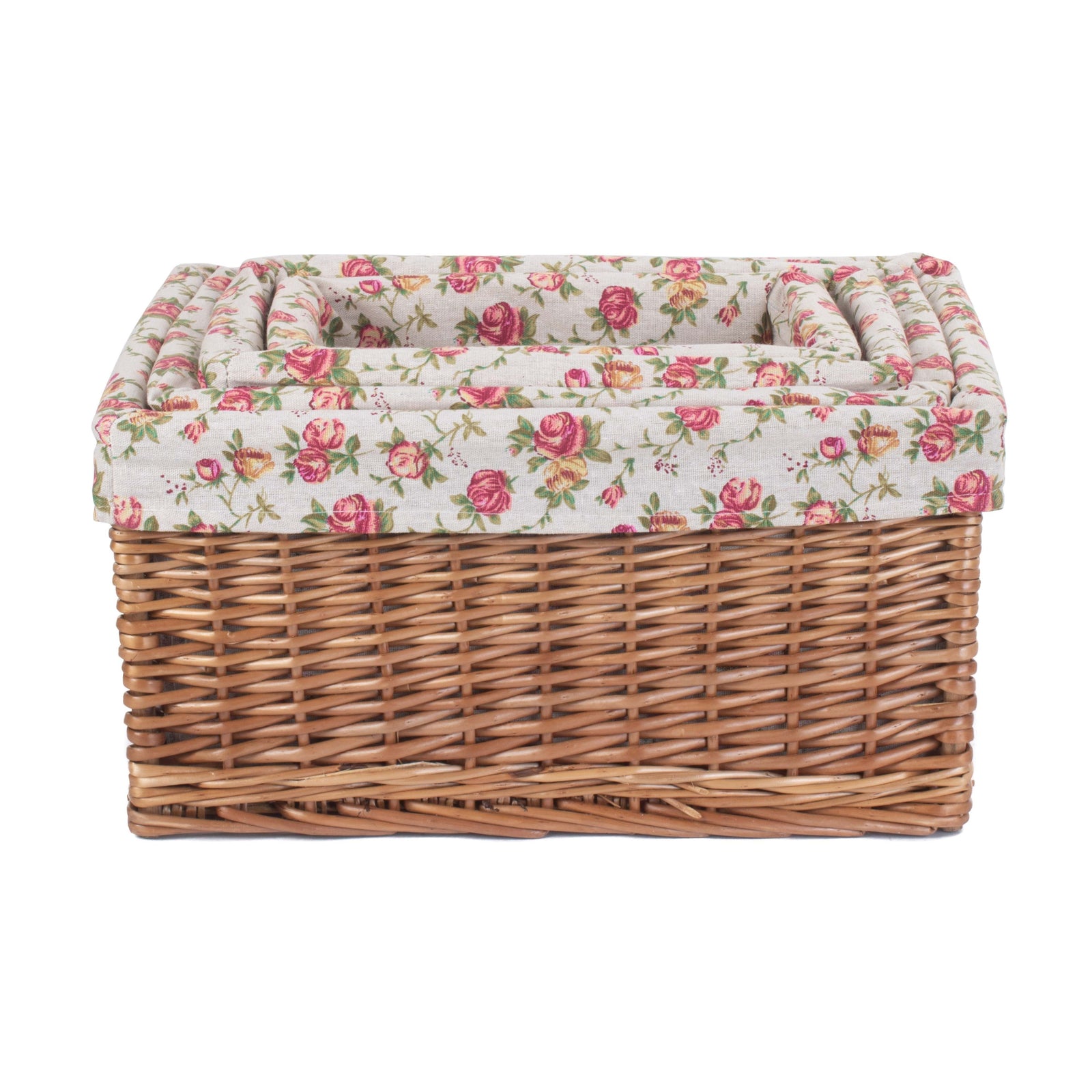Wicker Double Steamed Garden Rose Willow Storage Baskets | Set of 4 | Red
