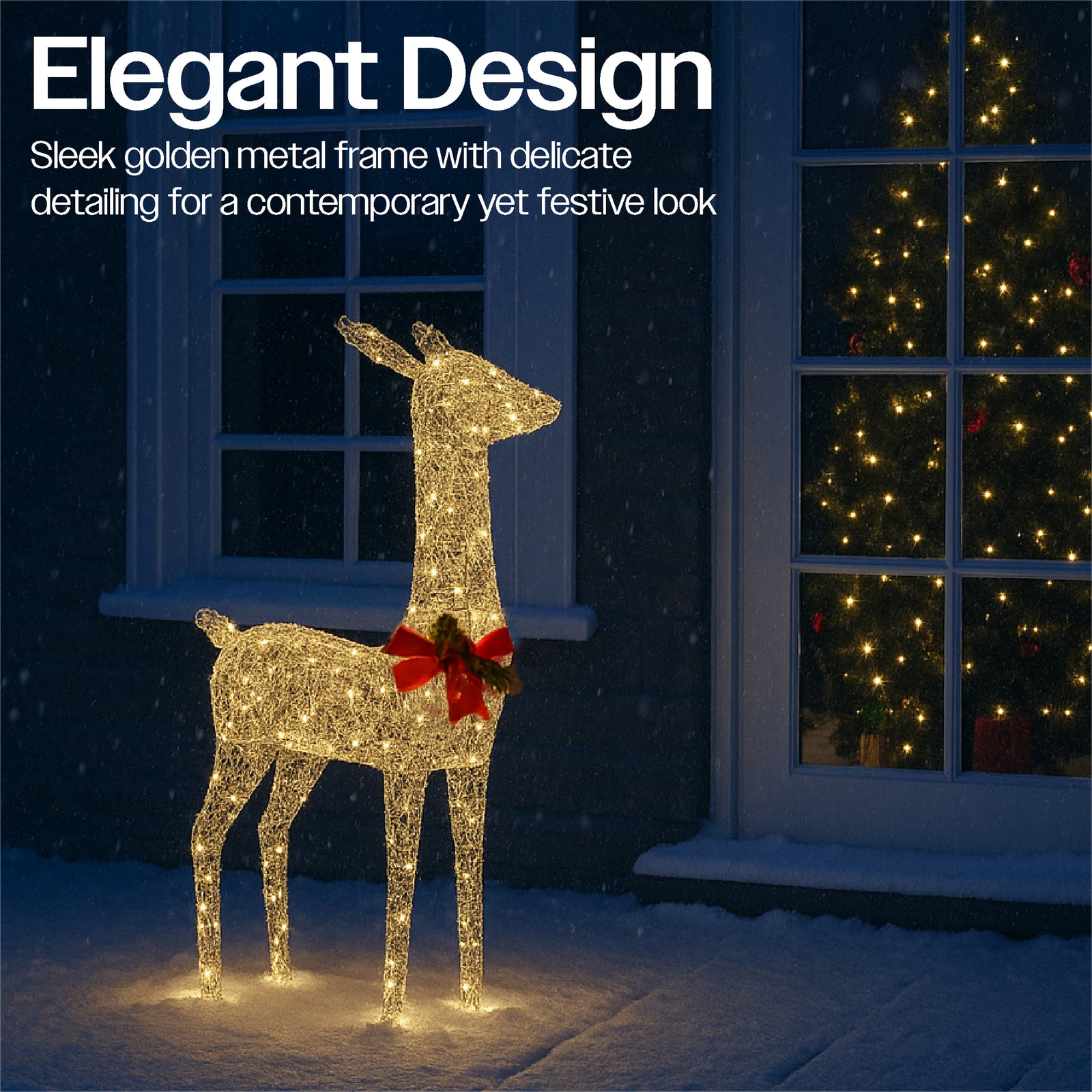 Xmas Haus 107cm Gold Rattan Led Christmas  Festive Deer