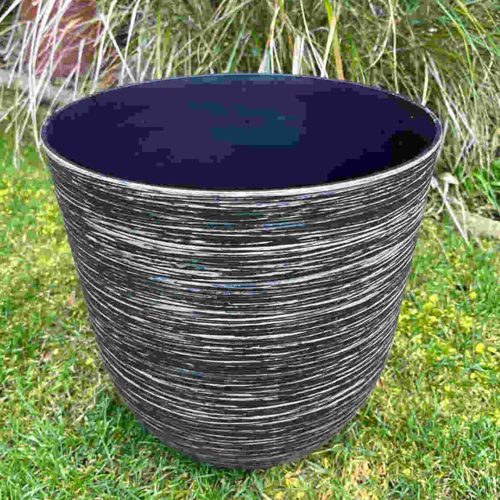 Hayloft Ripple Planter Black - Set Of 2