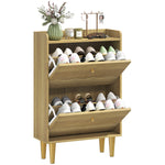 Narrow Shoe Cabinet, Shoe Storage Cabinet With Flip Drawers, Oak | M | Oak