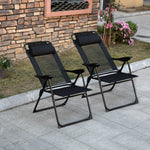 2 Pcs Folding Recliner Chairs With Adjustable Backrest | Black
