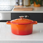 Cast Iron Casserole Set Of 2 20cm & 26cm / 2.8l & 5.8l Dishes Oven Proof Enamelled Cast Iron Pans With Lids | Orange