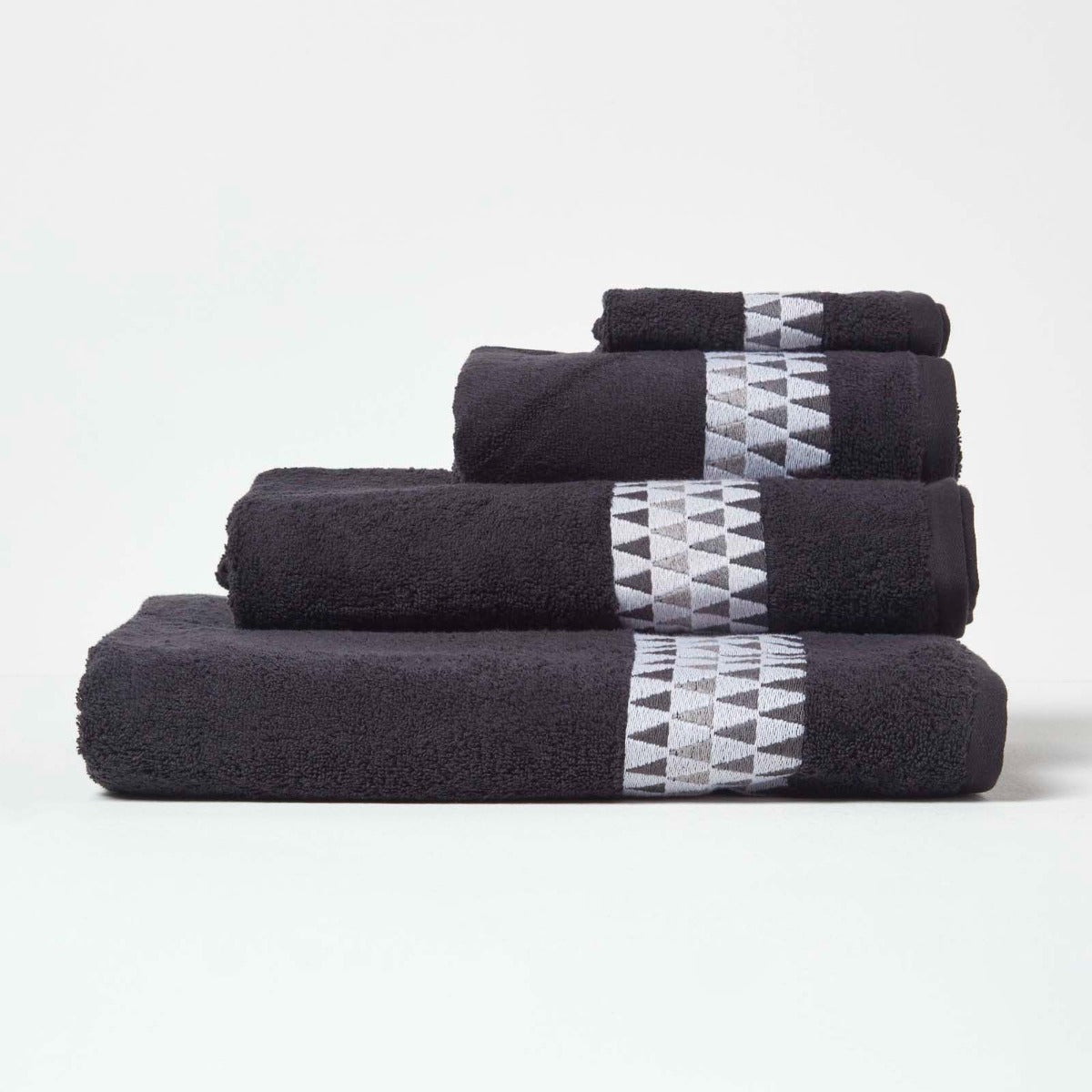 Geometric 100% Cotton Towel | Bath Towel | Black
