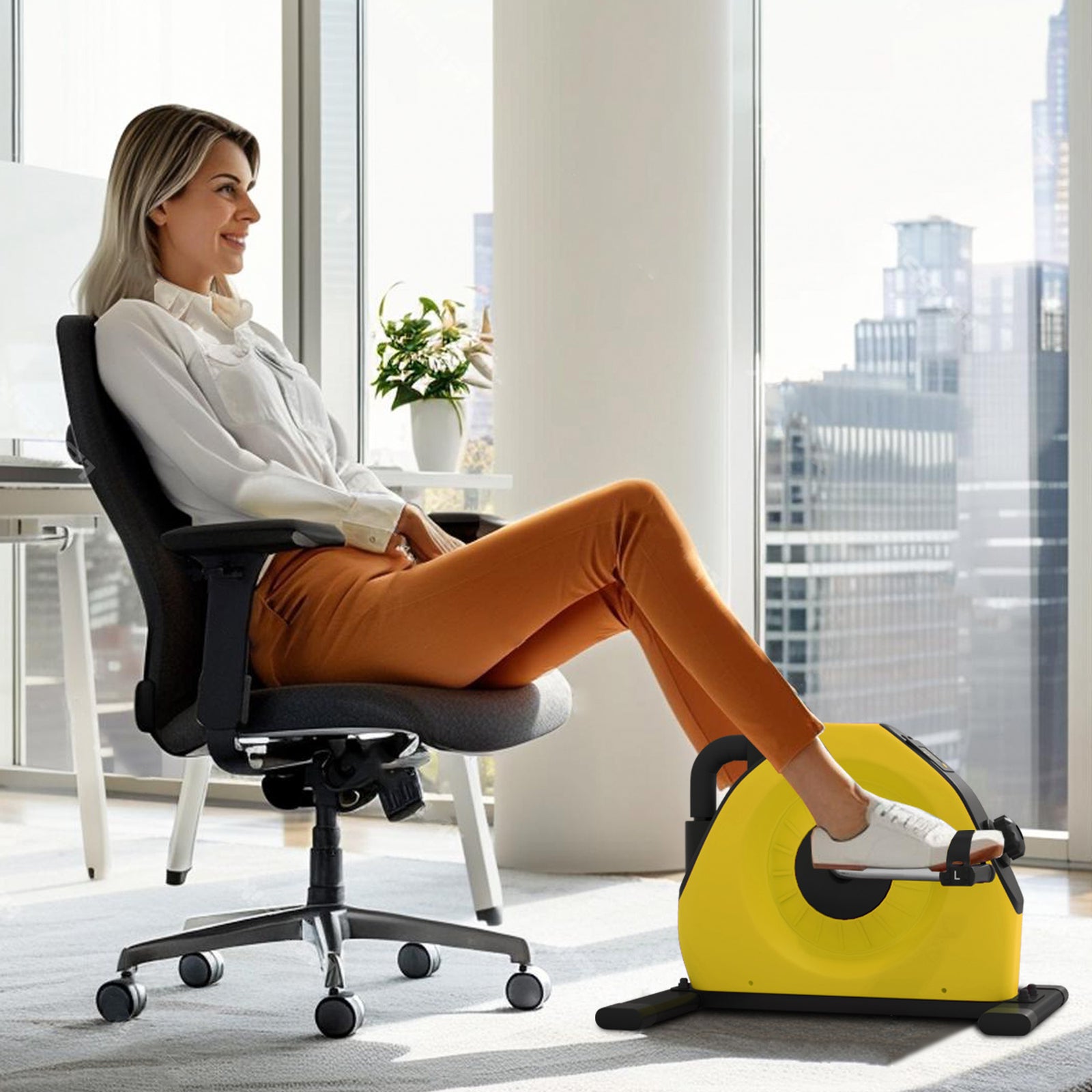 Mini Exercise Bike Portable Pedal Exerciser For Legs | Yellow