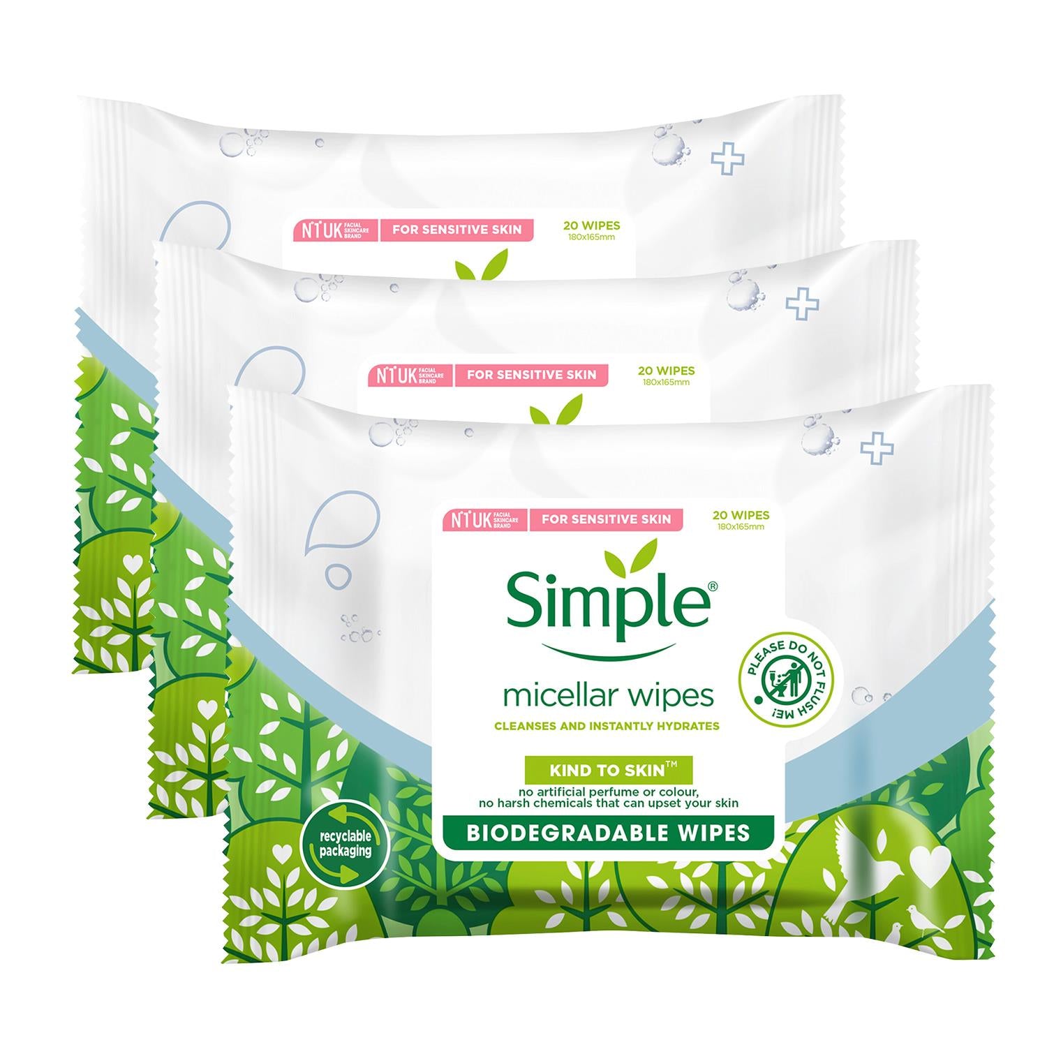 Biodegradable Micellar Wipes With Glycerin & Pro-vitamin B5 | Set-of-3