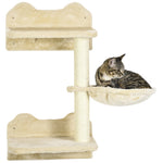 4 Piece Cat Shelf, Cat Wall Furniture W/ Hammock, Steps, Platforms | Beige