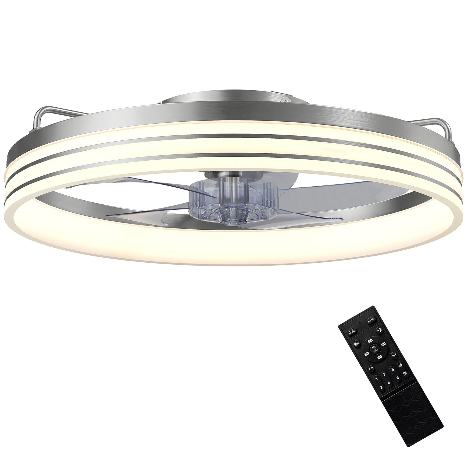 Ceiling Fan With Light And & App Control, 6 Speed, 50 Cm | Silver